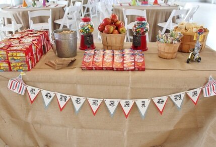 concessions table at a circus birthday party