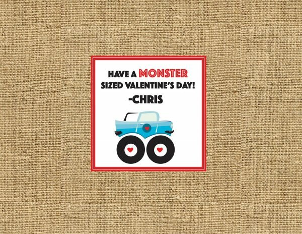 "Have a MONSTER sized Valentine's Day" Monster Truck Cards